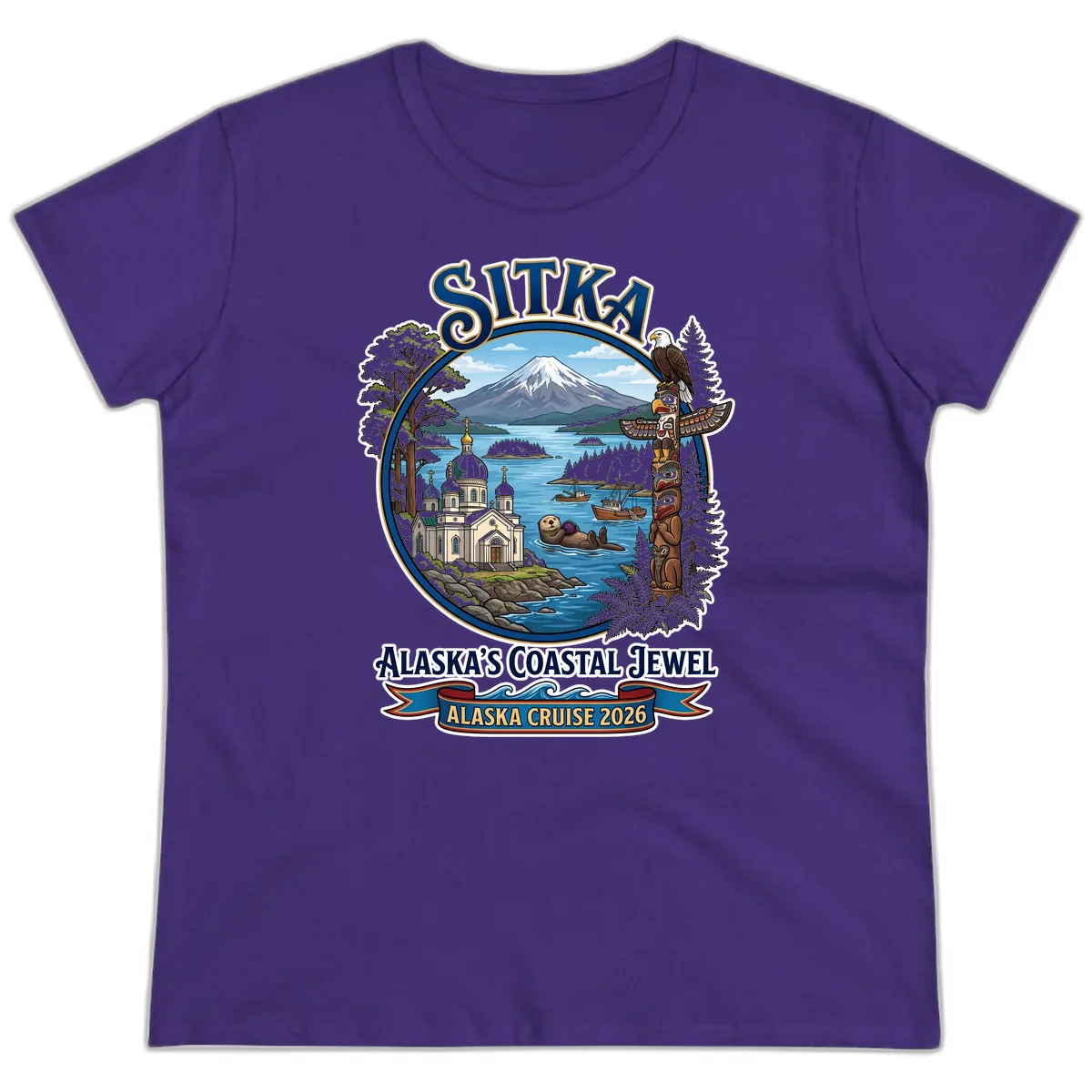 Sitka Alaska's Coastal Jewel Ladies Tee in Purple