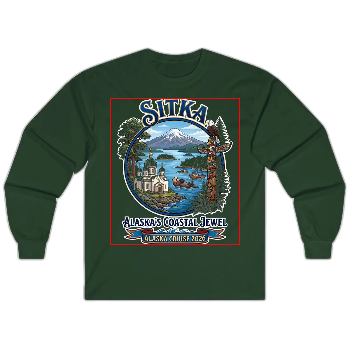 Sitka Alaska's Coastal Jewel Long Sleeve in Forest Green