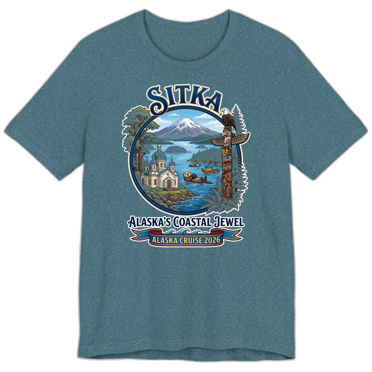 Sitka Alaska's Coastal Jewel Premium T-Shirt in Heather Deep Teal