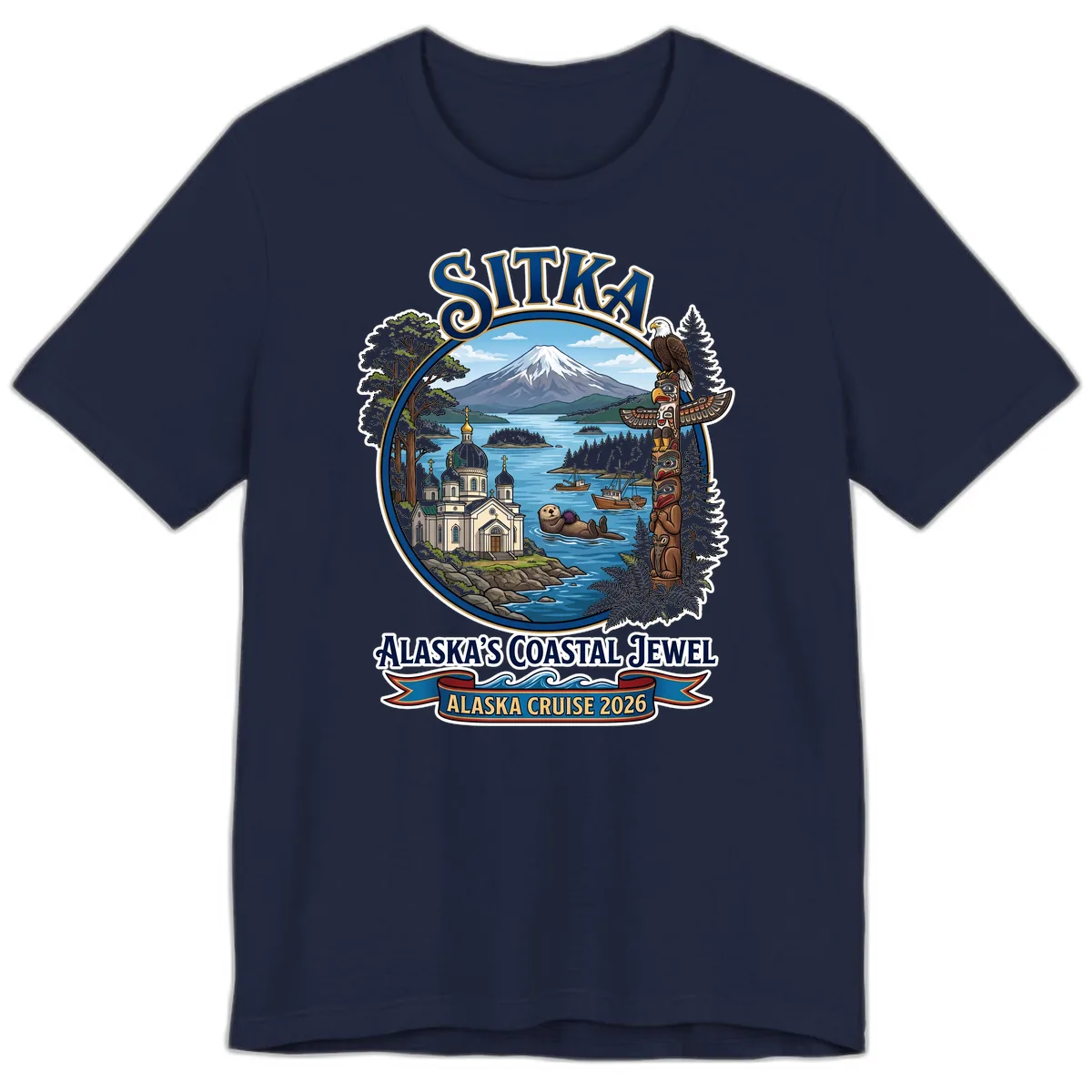 Sitka Alaska's Coastal Jewel Premium T-Shirt in Navy