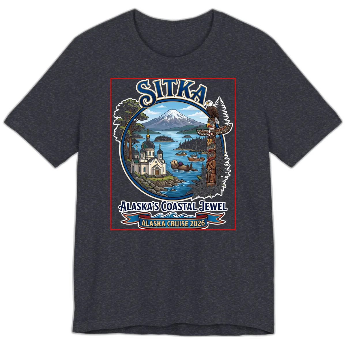 Sitka Alaska's Coastal Jewel Premium T-Shirt in Heather Navy
