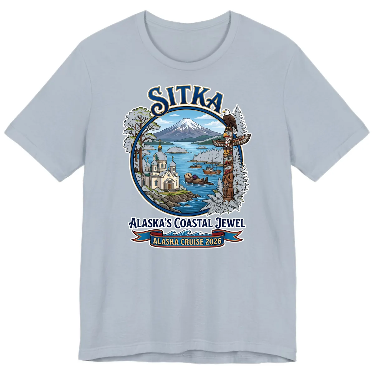 Sitka Alaska's Coastal Jewel Premium T-Shirt in Light Blue