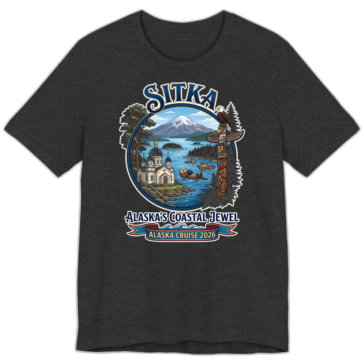 Sitka Alaska's Coastal Jewel Premium T-Shirt in Dark Grey Heather