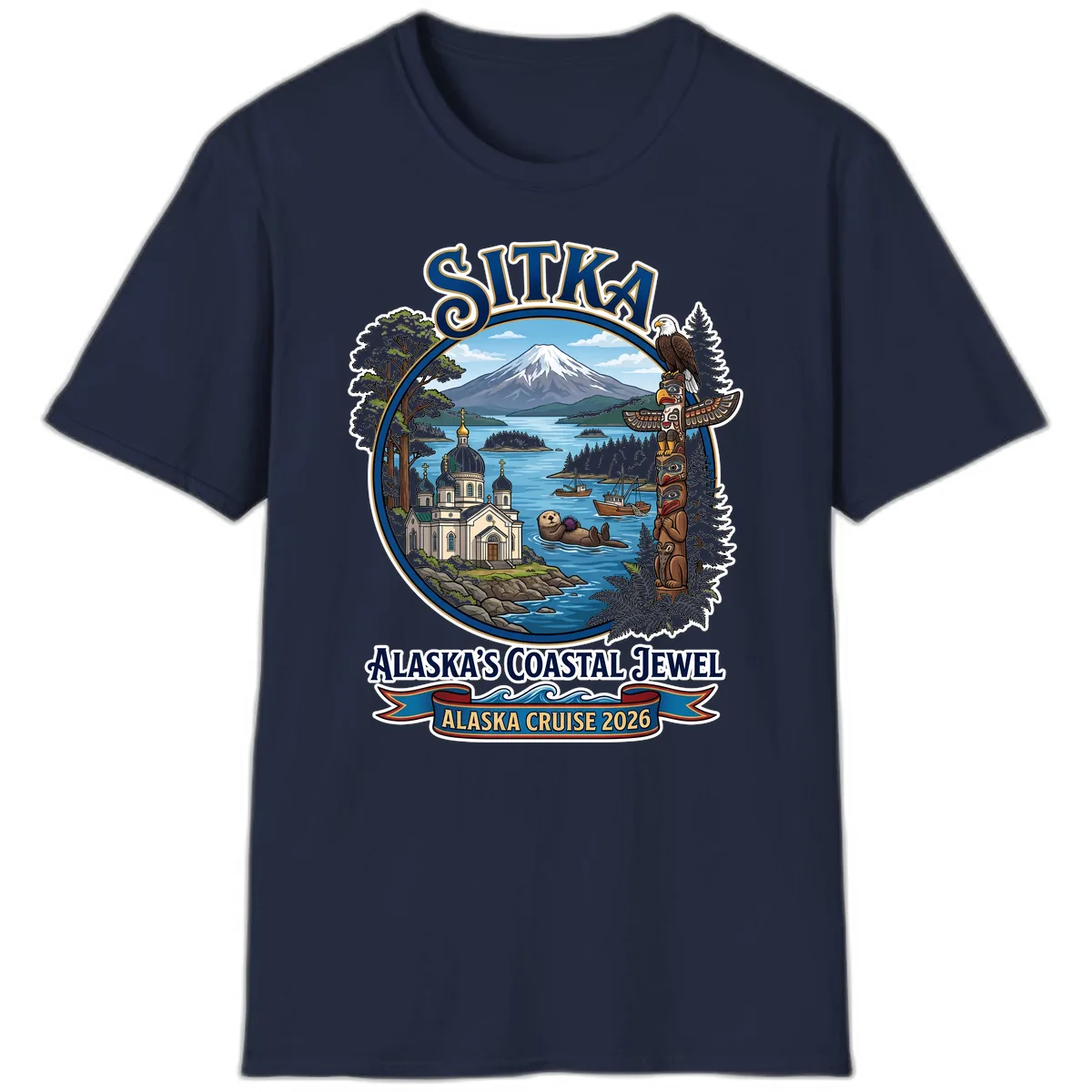 Sitka Alaska's Coastal Jewel T-Shirt in Navy