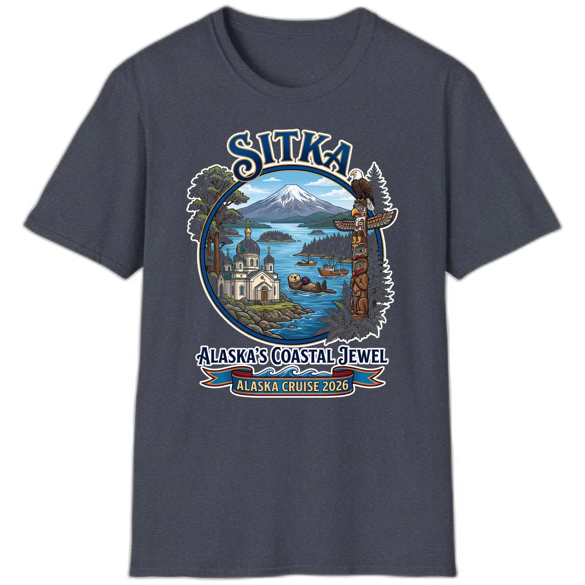 Sitka Alaska's Coastal Jewel T-Shirt in Heather Navy