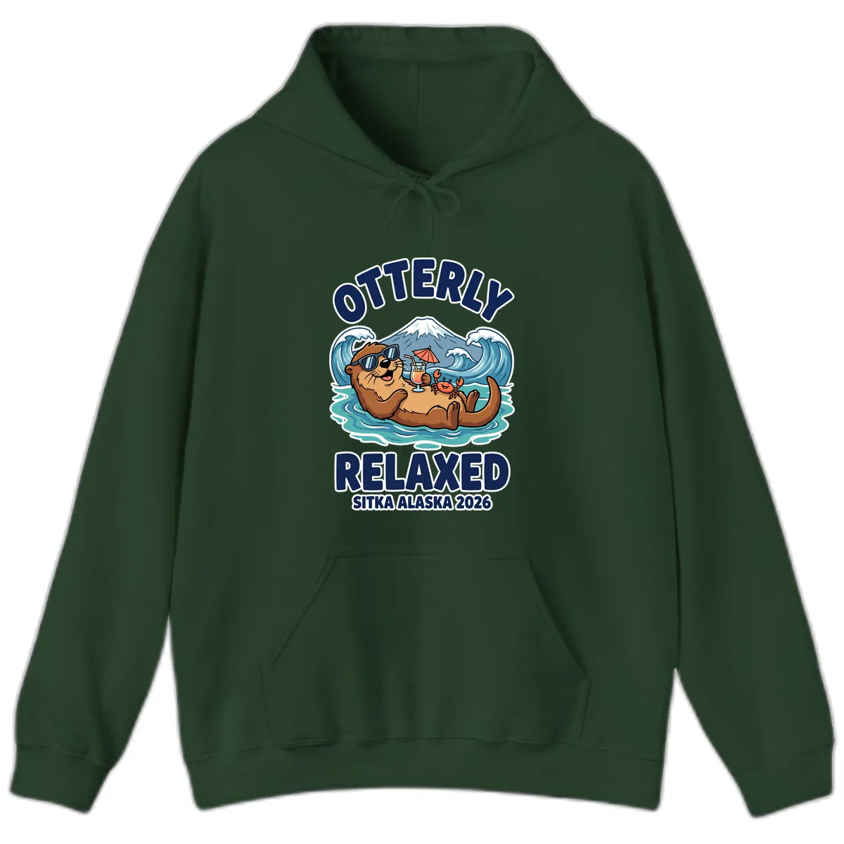 Otter Relaxed Sitka Alaska 2026 Hoodie in Forest Green