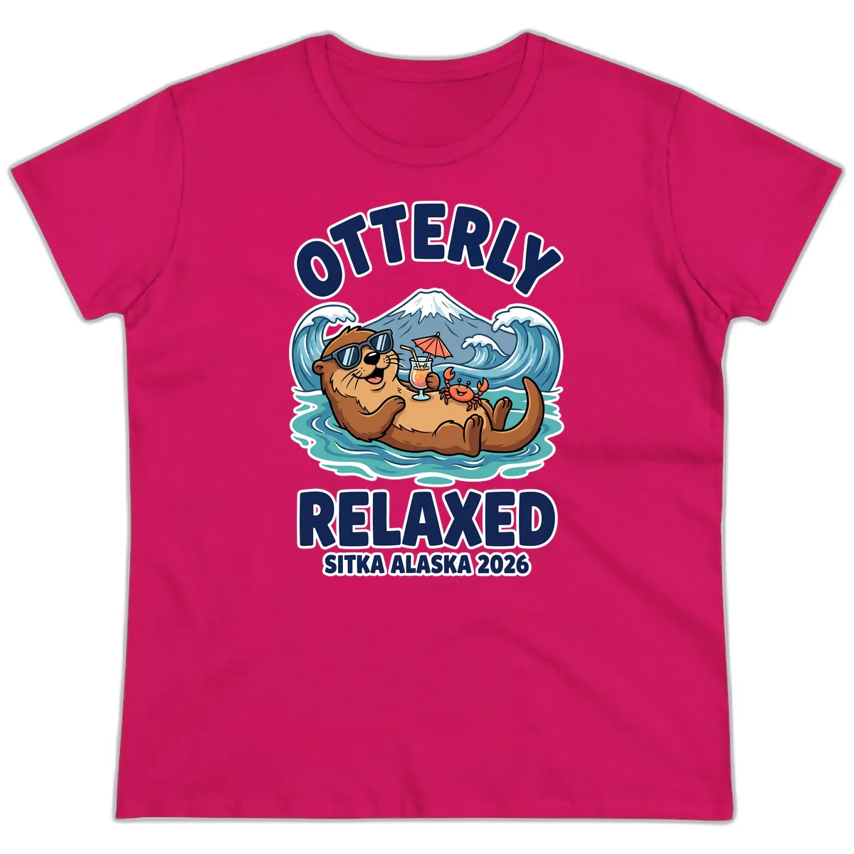Otter Relaxed Sitka Alaska 2026 Ladies Tee in Heliconia