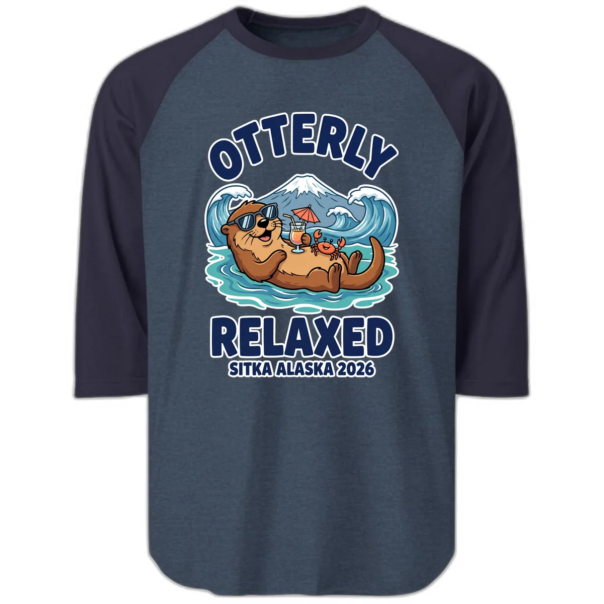 Otter Relaxed Sitka Alaska 2026 Raglan 3/4 in Heather Denim Navy