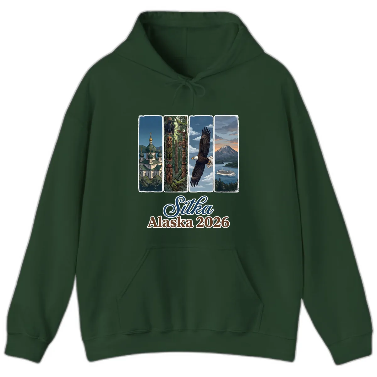 Sitka Alaska 2026 Cultural Icons Hoodie in Forest Green