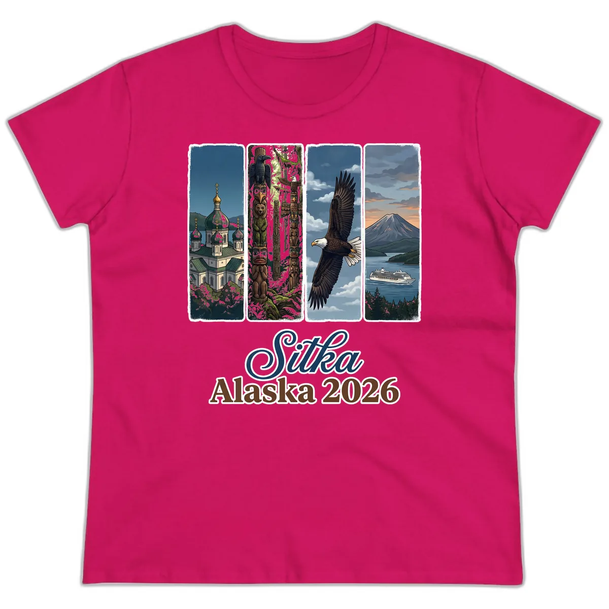Sitka Alaska 2026 Cultural Icons Ladies Tee in Heliconia
