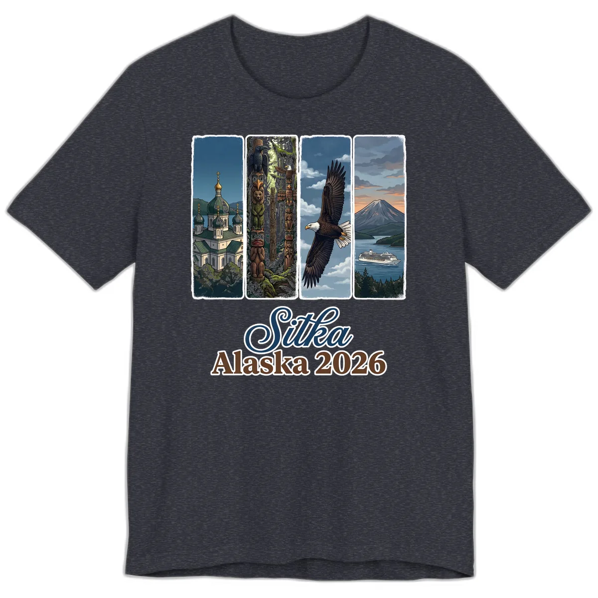 Sitka Alaska 2026 Cultural Icons Premium T-Shirt in Heather Navy