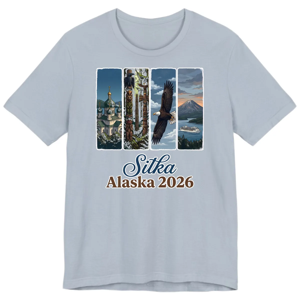 Sitka Alaska 2026 Cultural Icons Premium T-Shirt in Light Blue