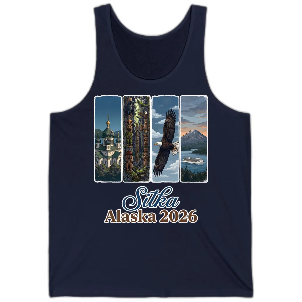 Sitka Alaska 2026 Cultural Icons Tank in Navy