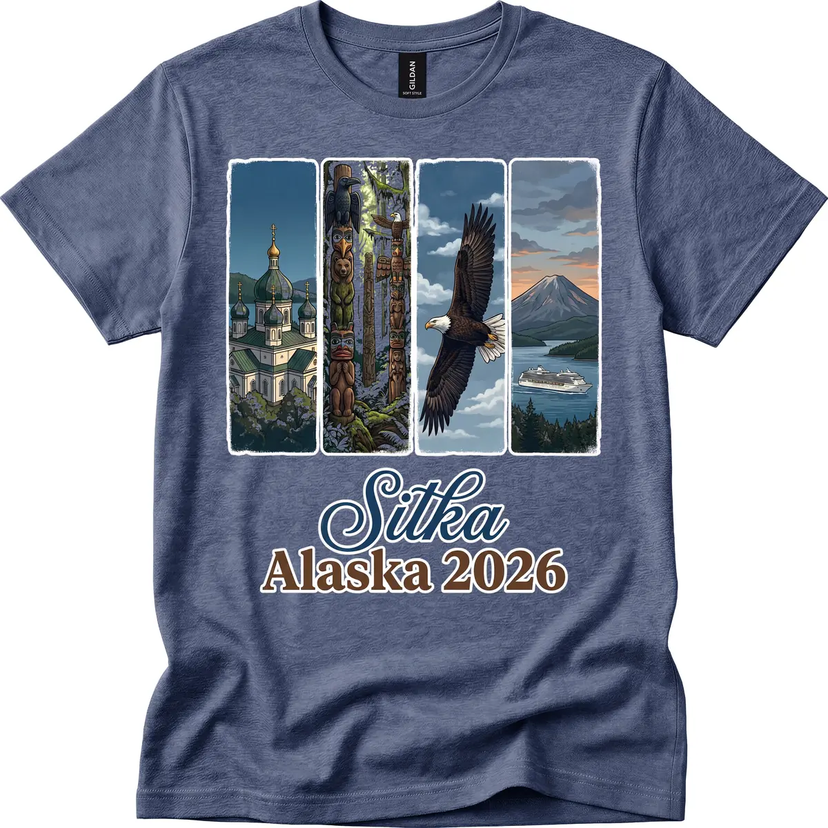 Sitka Alaska 2026 Cultural Icons T-Shirt in Heather Navy