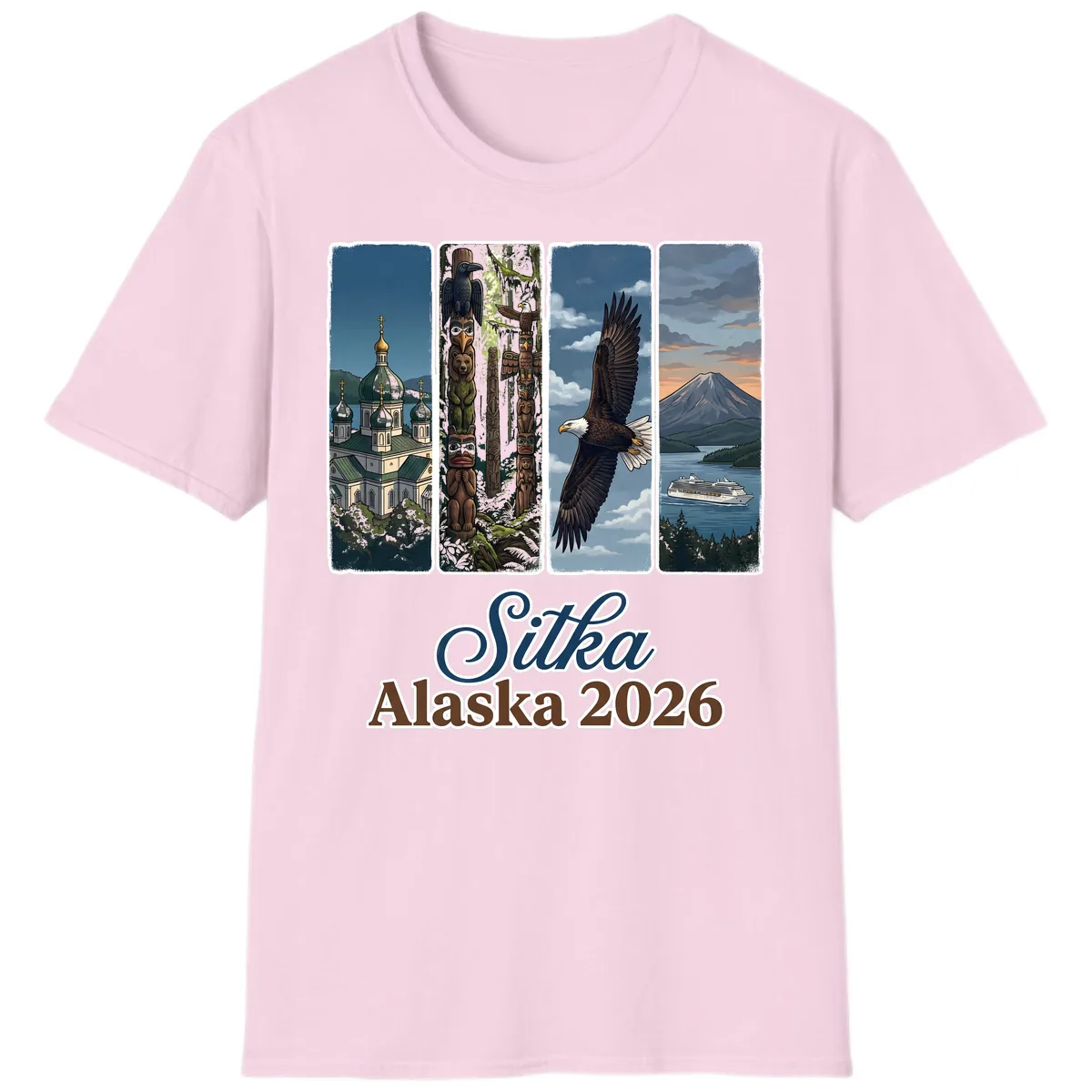 Sitka Alaska 2026 Cultural Icons T-Shirt in Light Pink