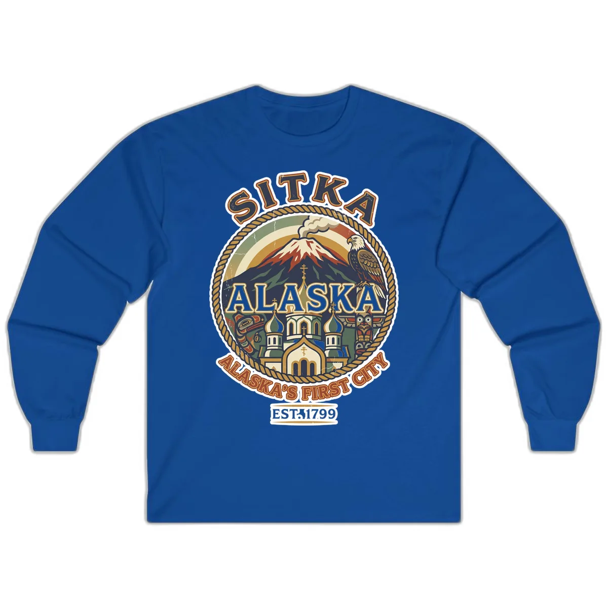 Sitka Alaska's First City Badge Long Sleeve in Royal