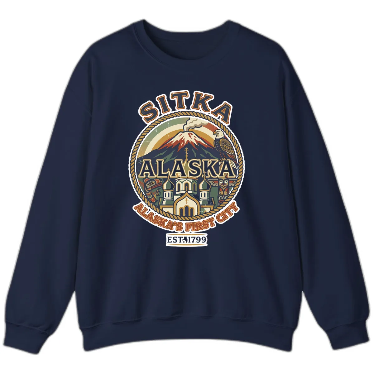 Sitka Alaska's First City Badge Sweatshirt in Navy
