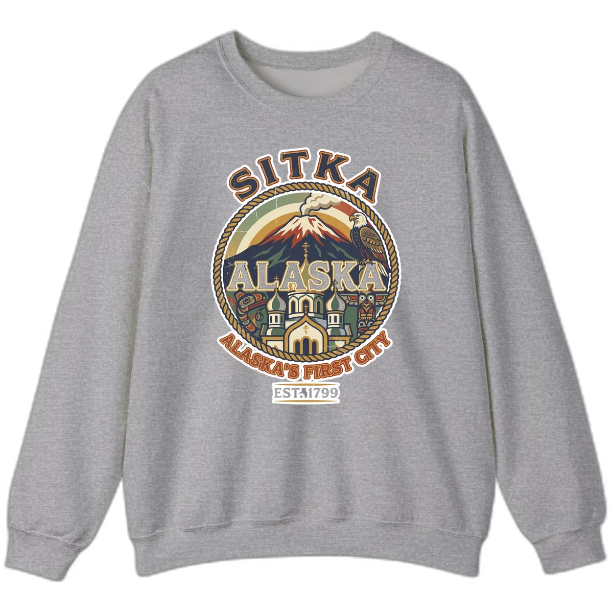 Sitka Alaska's First City Badge Sweatshirt in Sport Grey