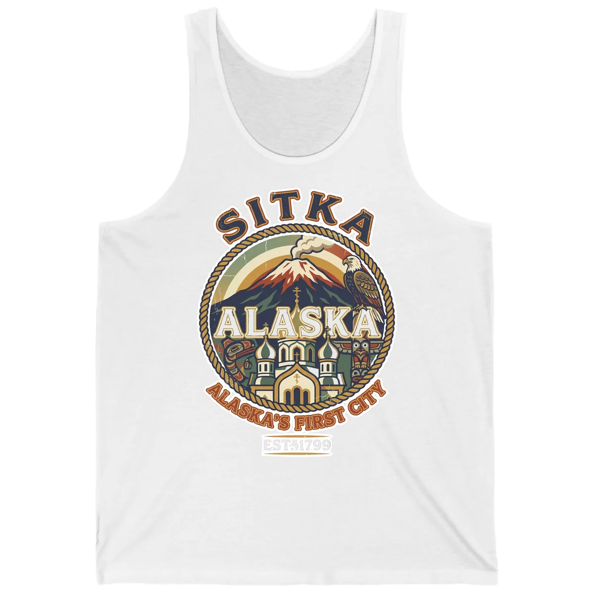 Sitka Alaska's First City Badge Tank in White
