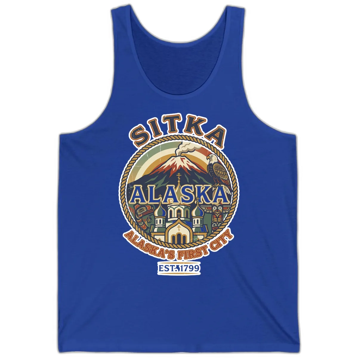 Sitka Alaska's First City Badge Tank in True Royal