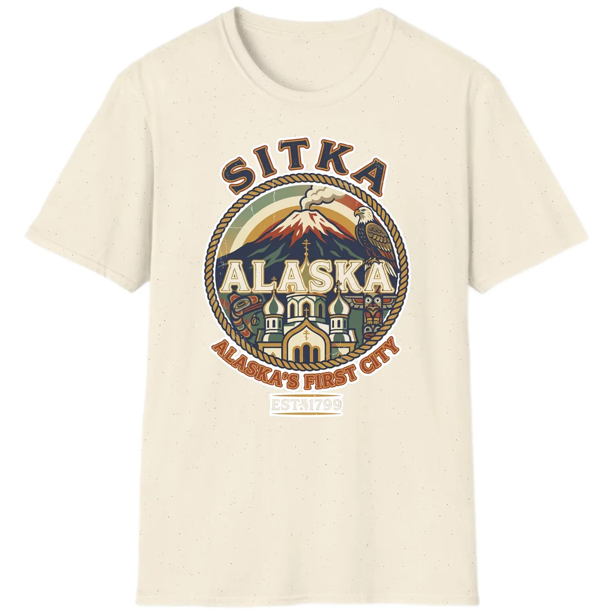 Sitka Alaska's First City Badge T-Shirt in Natural