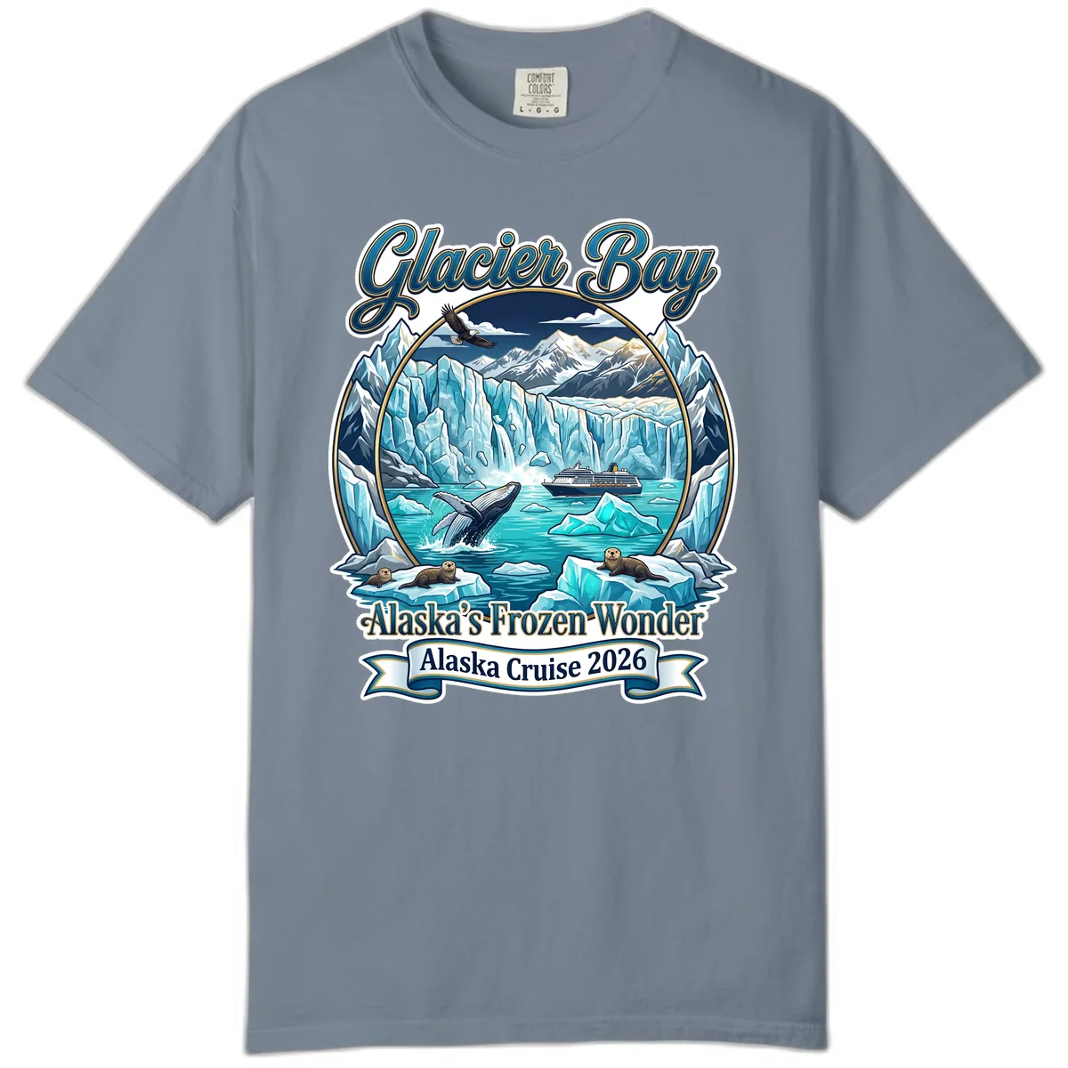 Glacier Bay Alaska's Frozen Wonder Comfort Color in Blue Jean