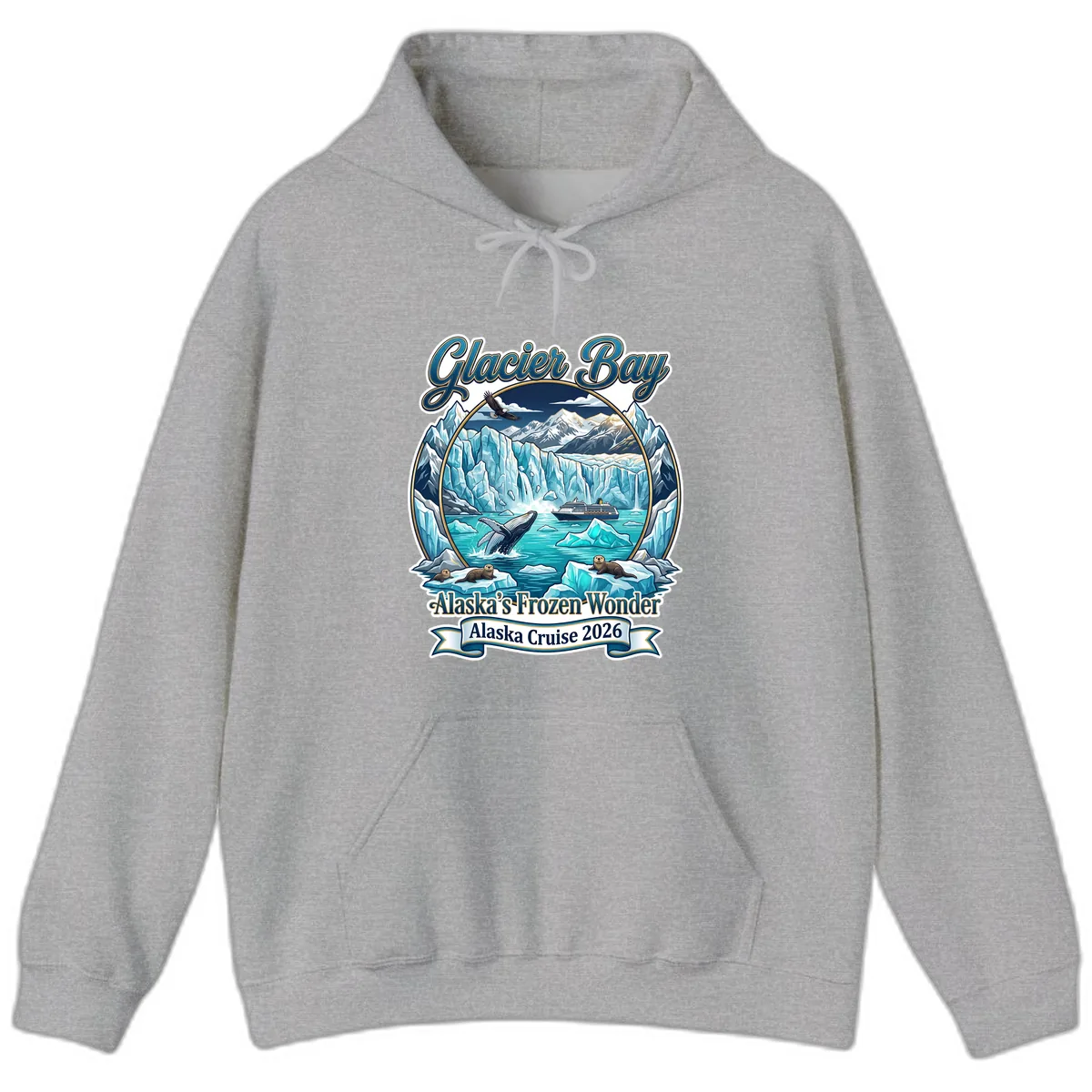 Glacier Bay Alaska's Frozen Wonder Hoodie in Sport Grey