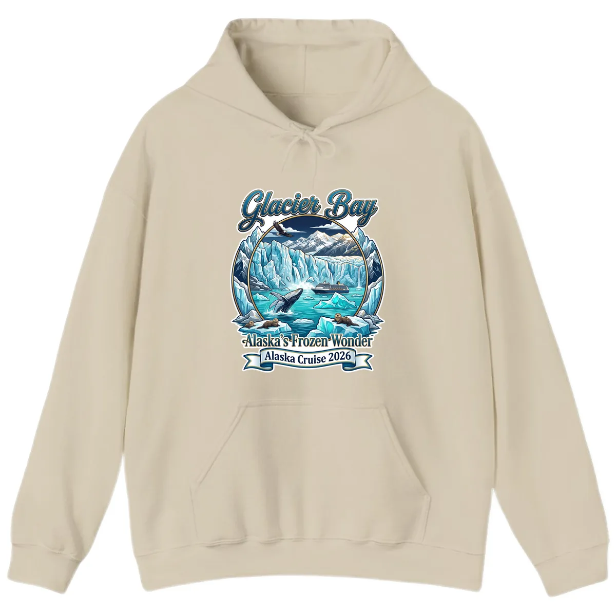 Glacier Bay Alaska's Frozen Wonder Hoodie in Sand