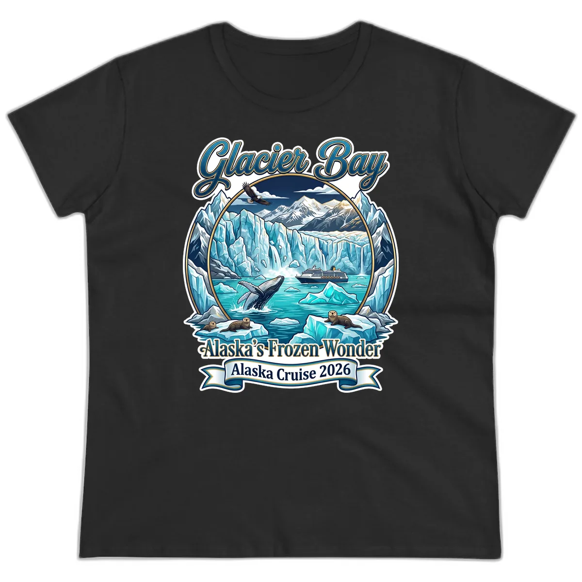Glacier Bay Alaska's Frozen Wonder Ladies Tee in Black