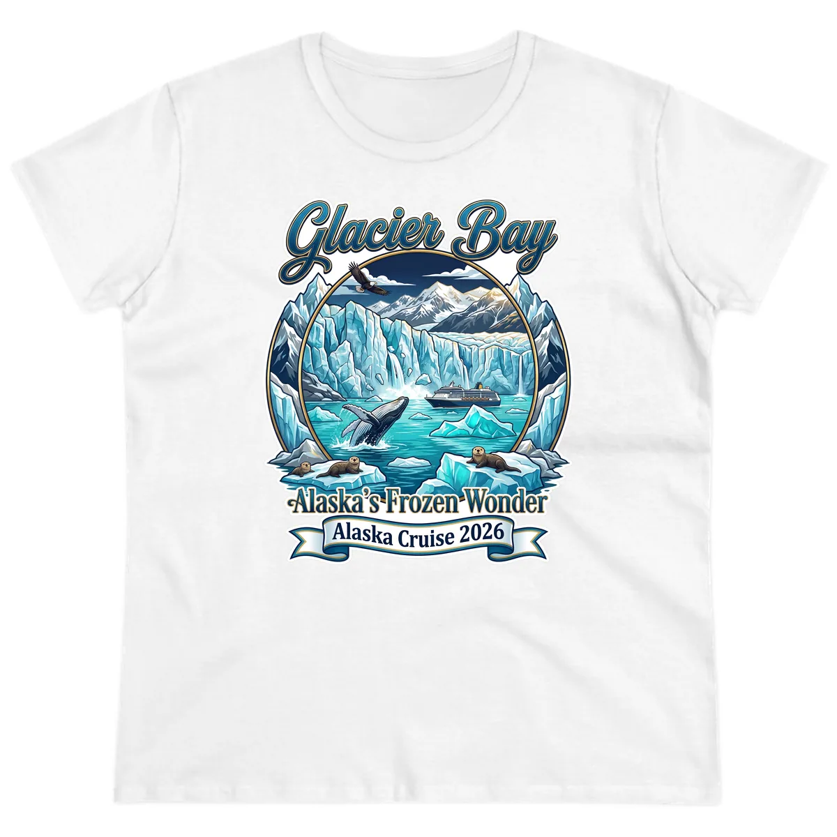 Glacier Bay Alaska's Frozen Wonder Ladies Tee in White