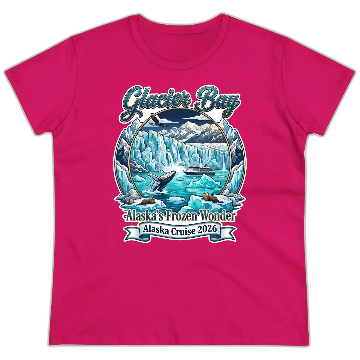Glacier Bay Alaska's Frozen Wonder Ladies Tee in Heliconia