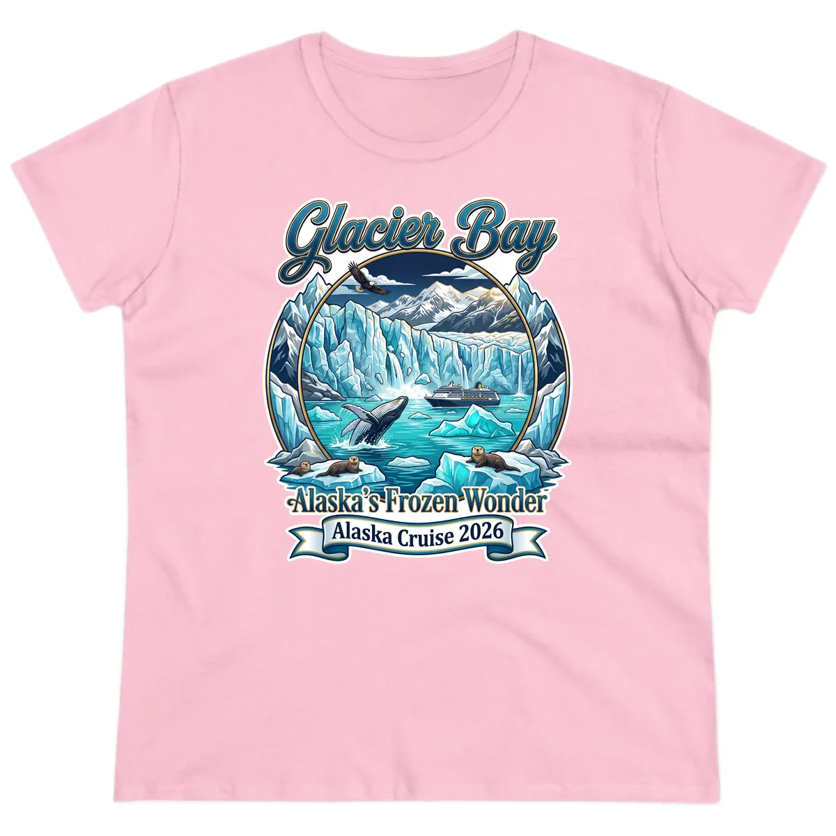 Glacier Bay Alaska's Frozen Wonder Ladies Tee in Light Pink
