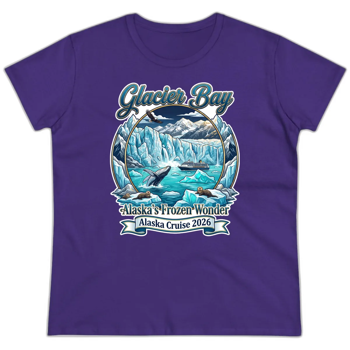 Glacier Bay Alaska's Frozen Wonder Ladies Tee in Purple