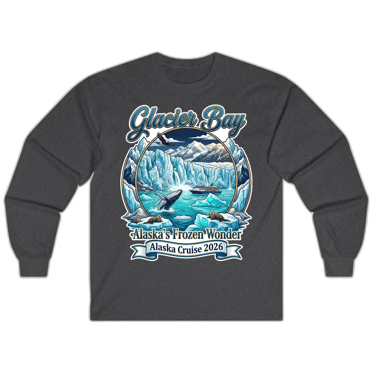 Glacier Bay Alaska's Frozen Wonder Long Sleeve in Dark Heather