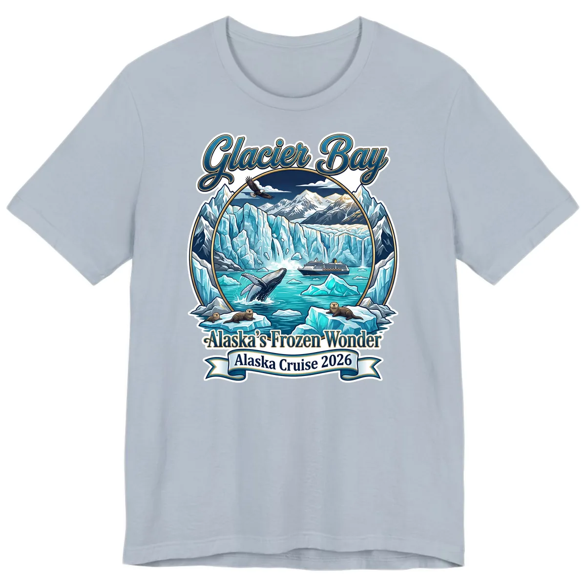 Glacier Bay Alaska's Frozen Wonder Premium T-Shirt in Light Blue