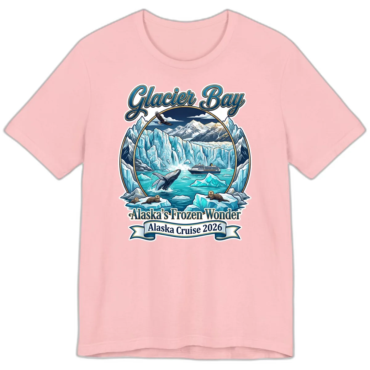 Glacier Bay Alaska's Frozen Wonder Premium T-Shirt in Pink