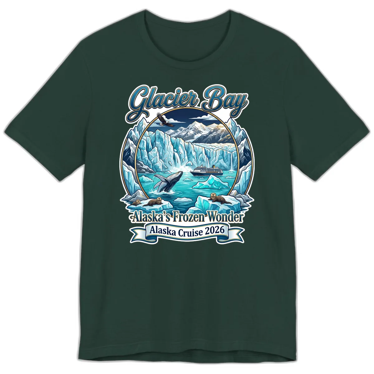 Glacier Bay Alaska's Frozen Wonder Premium T-Shirt in Forest