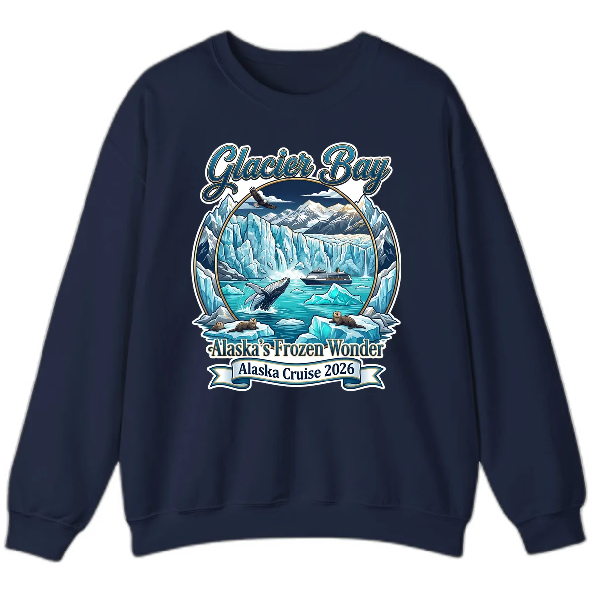 Glacier Bay Alaska's Frozen Wonder Sweatshirt in Navy