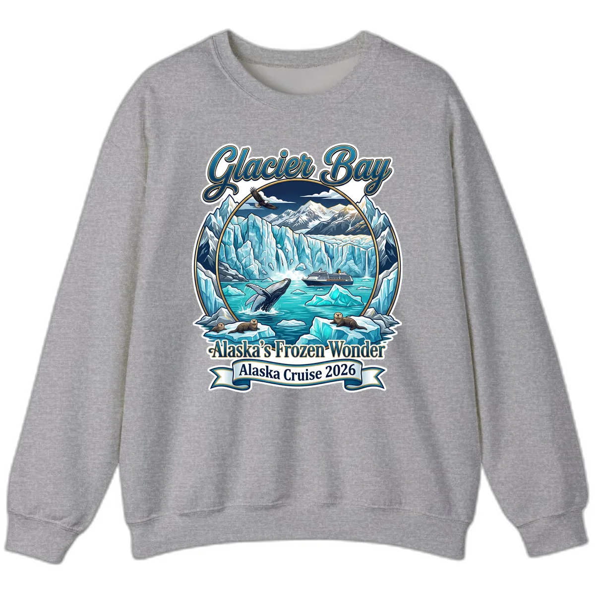 Glacier Bay Alaska's Frozen Wonder Sweatshirt in Sport Grey