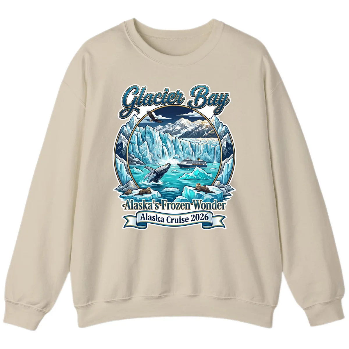 Glacier Bay Alaska's Frozen Wonder Sweatshirt in Sand