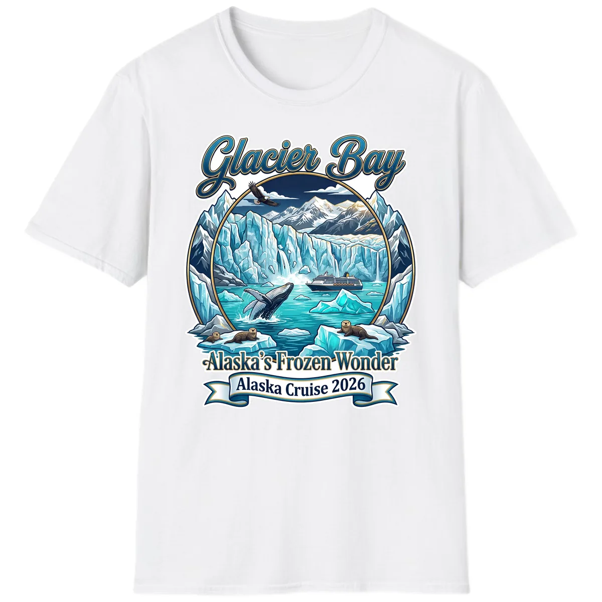 Glacier Bay Alaska's Frozen Wonder T-Shirt in White