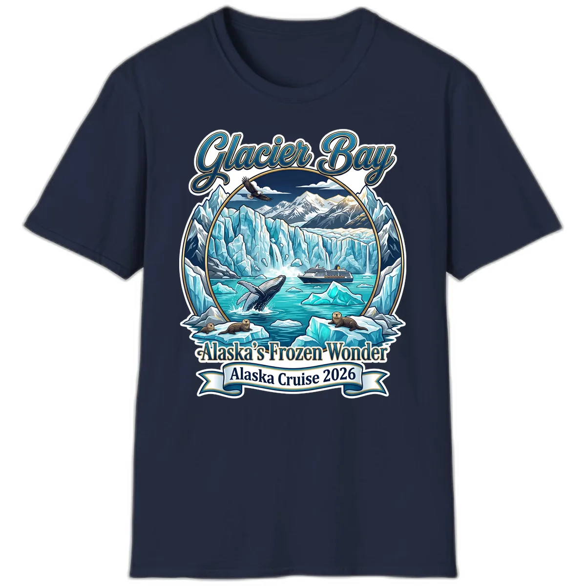 Glacier Bay Alaska's Frozen Wonder T-Shirt in Navy