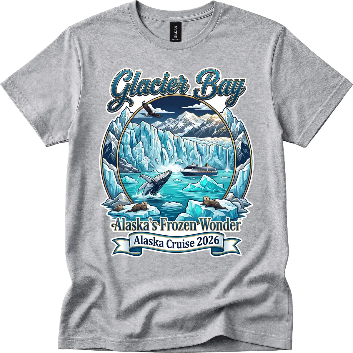 Glacier Bay Alaska's Frozen Wonder T-Shirt in Sport Grey
