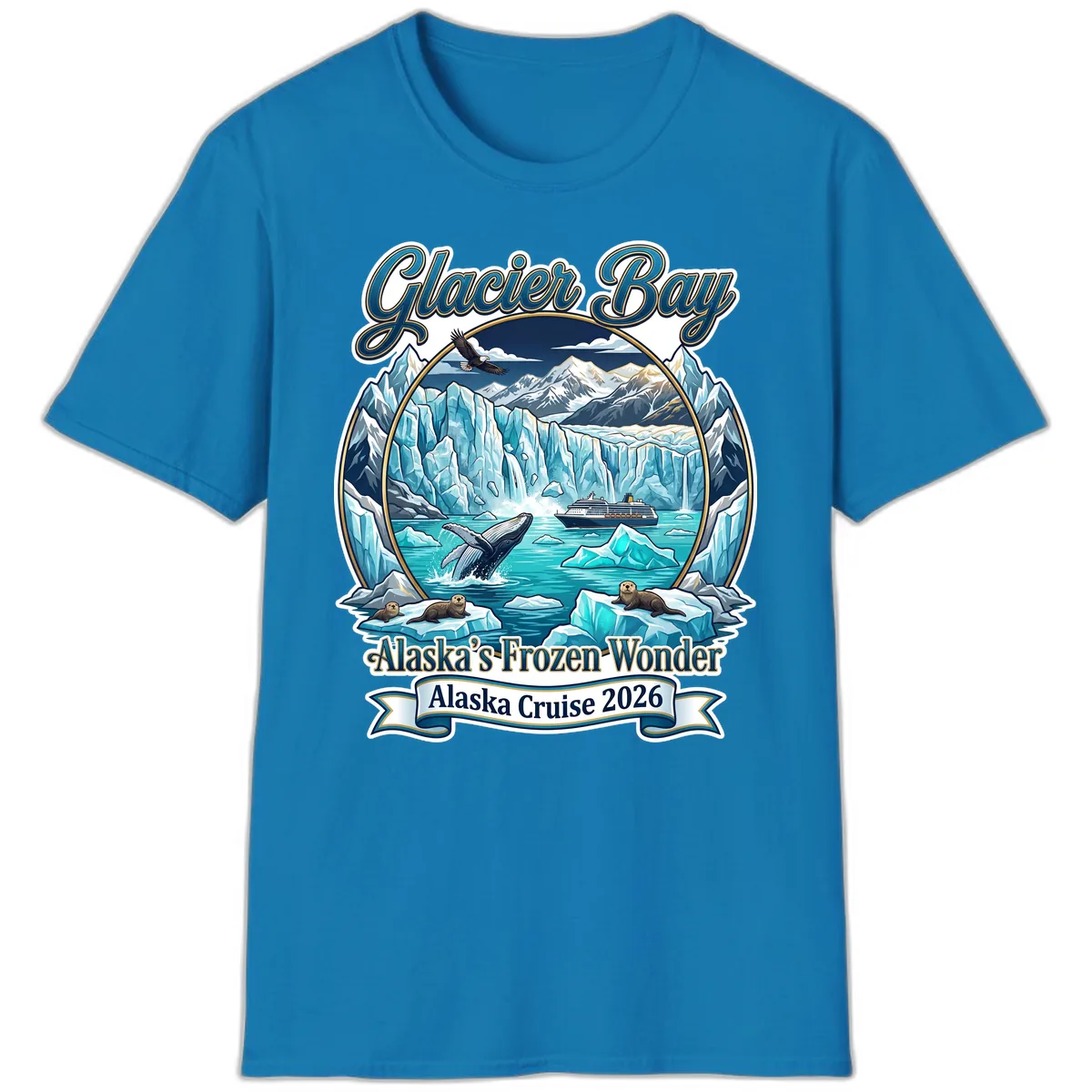 Glacier Bay Alaska's Frozen Wonder T-Shirt in Sapphire