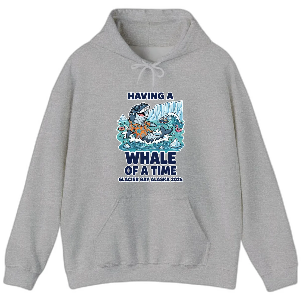 Having A Whale Of A Time Glacier Bay Hoodie in Sport Grey