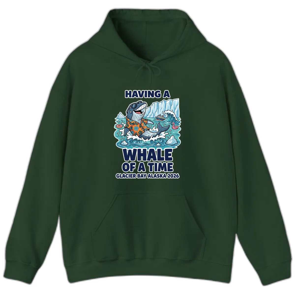 Having A Whale Of A Time Glacier Bay Hoodie in Forest Green