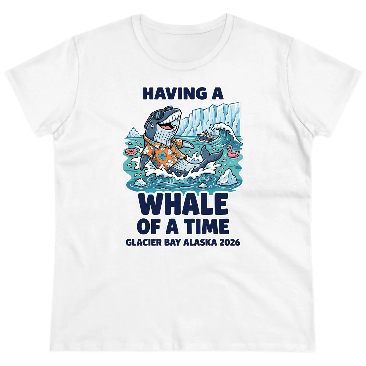Having A Whale Of A Time Glacier Bay Ladies Tee in White