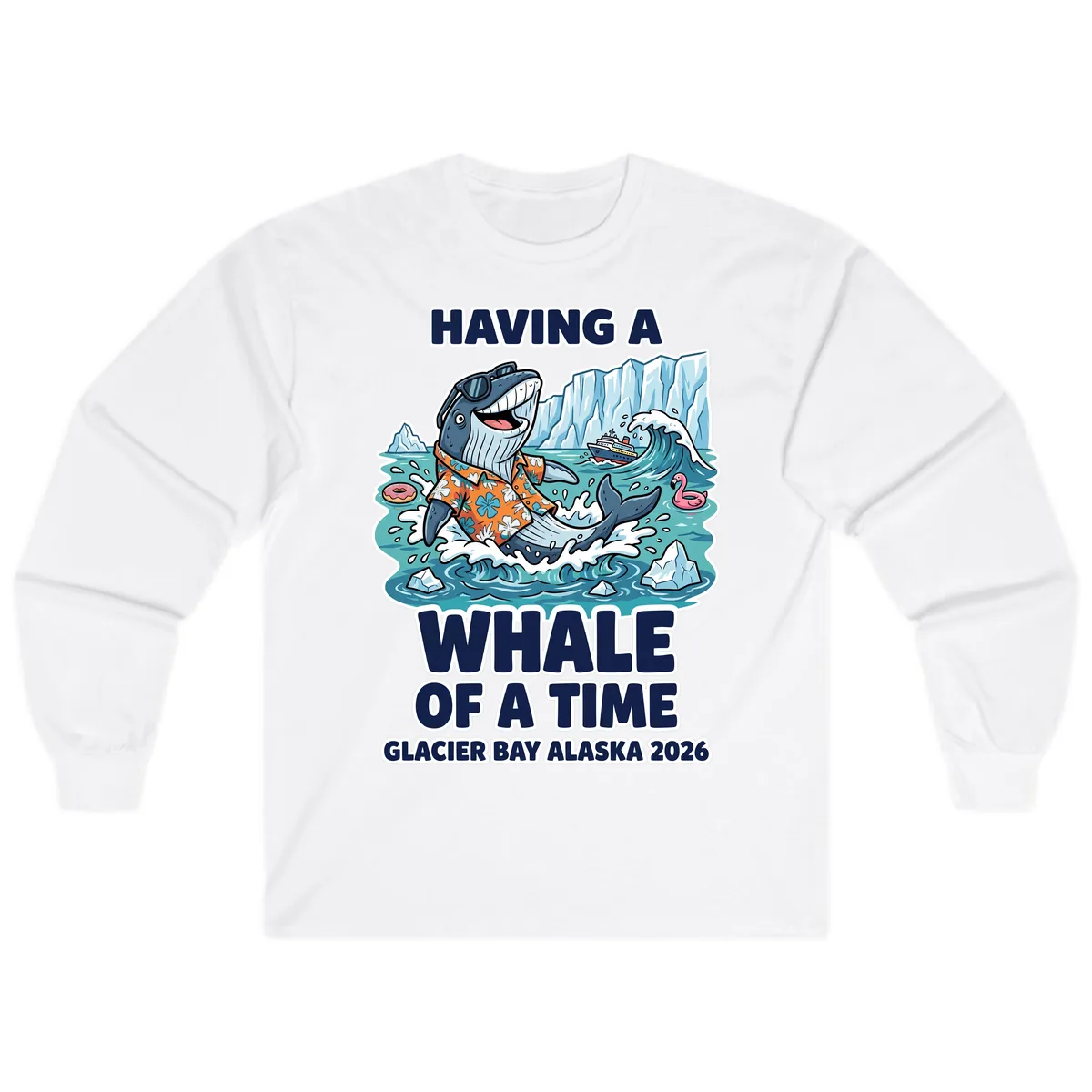Having A Whale Of A Time Glacier Bay Long Sleeve in White