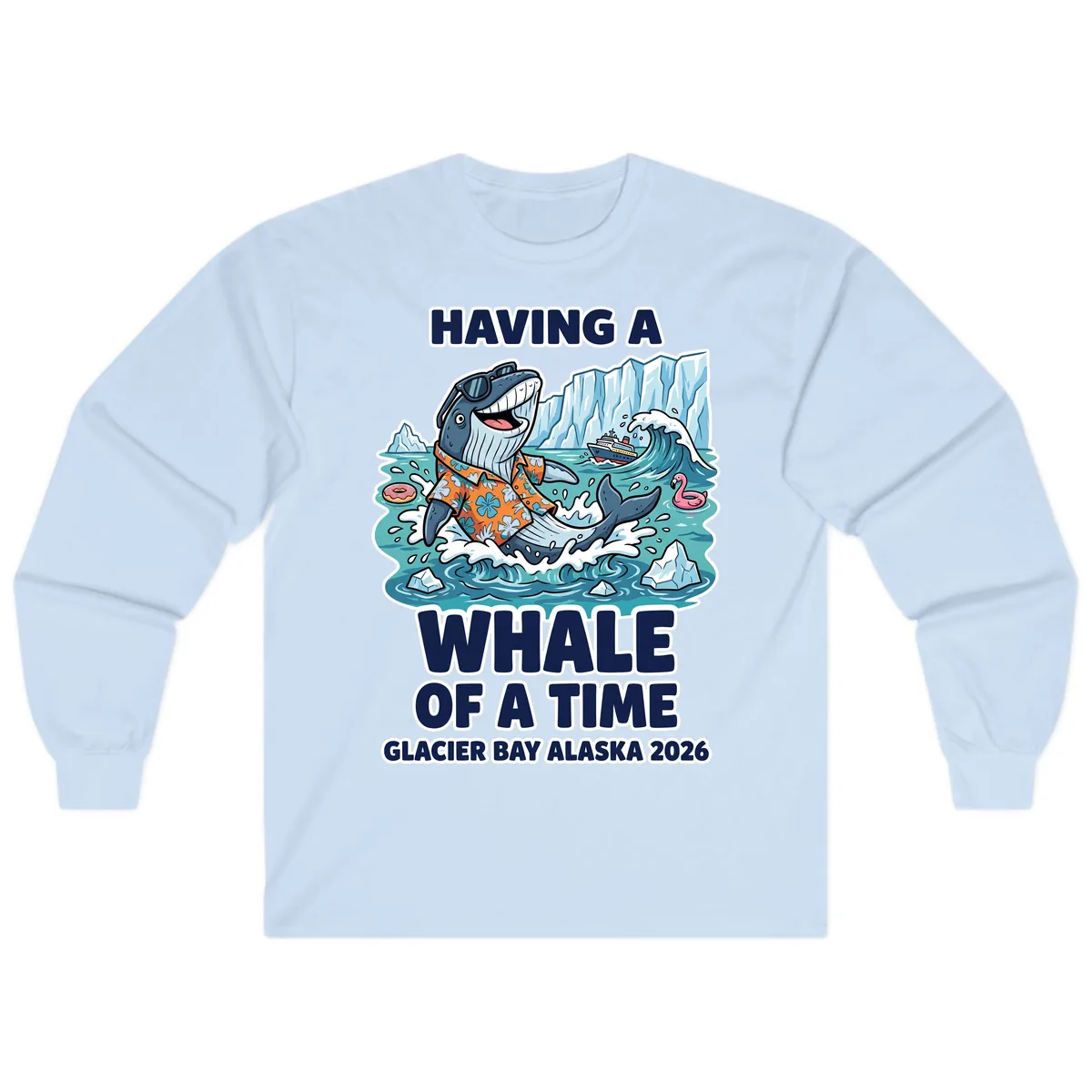 Having A Whale Of A Time Glacier Bay Long Sleeve in Light Blue