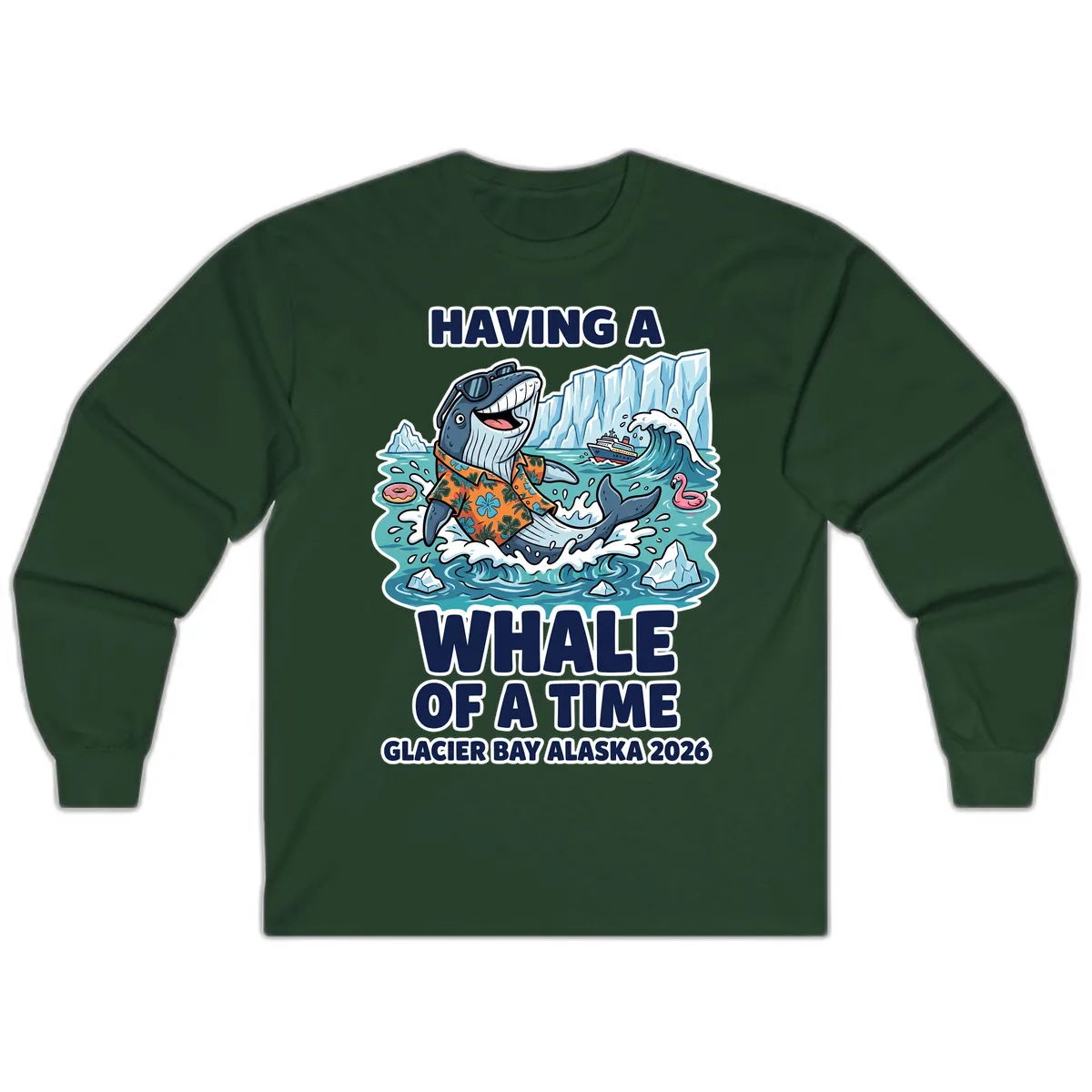 Having A Whale Of A Time Glacier Bay Long Sleeve in Forest Green